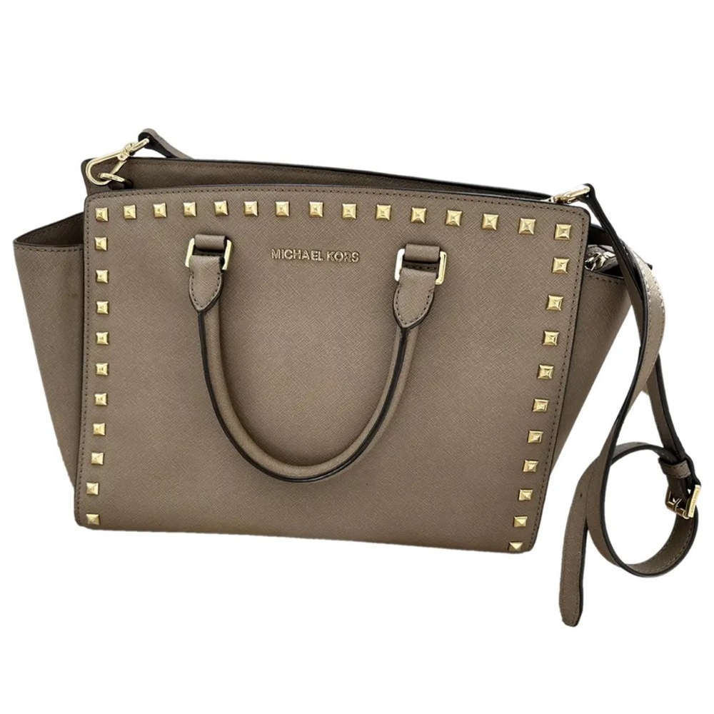 Brand new no tag Michael Kors crossbody Leather Studded Taupe Handbag
